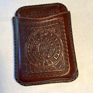 Vintage Leather Embossed Spanish Playing Card Case